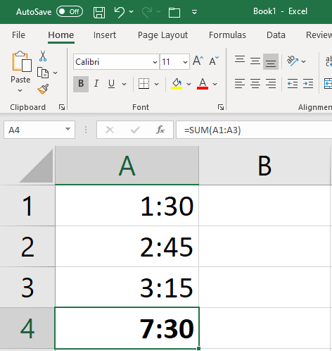 Excel Formulas Time